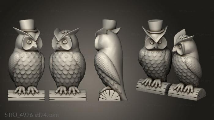 Animal figurines (Owl Couple D Smooth Pair, STKJ_4926) 3D models for cnc