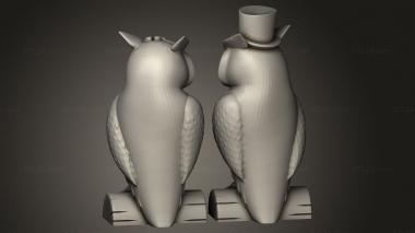 Animal figurines (Owl Couple D Smooth Pair, STKJ_4926) 3D models for cnc