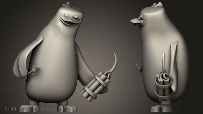 Animal figurines (Penguins Madagascar Rico, STKJ_4946) 3D models for cnc