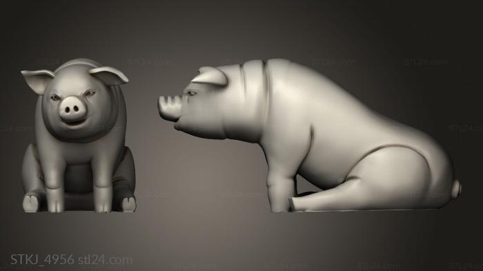 Animal figurines (Pig sit, STKJ_4956) 3D models for cnc