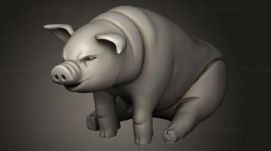 Animal figurines (Pig sit, STKJ_4956) 3D models for cnc