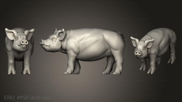 Animal figurines (PIG, STKJ_4958) 3D models for cnc