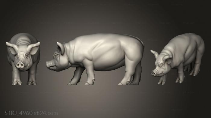 Animal figurines (PIG, STKJ_4960) 3D models for cnc