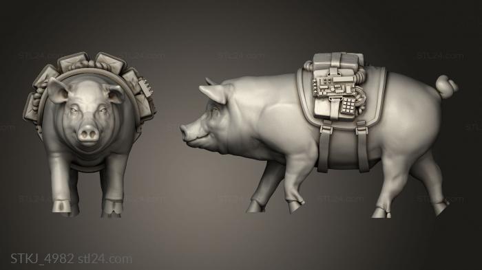 Animal figurines (Post Apocalyptic War Pig supp, STKJ_4982) 3D models for cnc