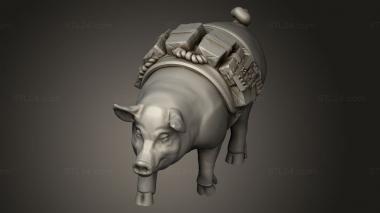 Animal figurines (Post Apocalyptic War Pig supp, STKJ_4982) 3D models for cnc