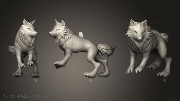Animal figurines (Princess Mononoke Wolf, STKJ_4988) 3D models for cnc