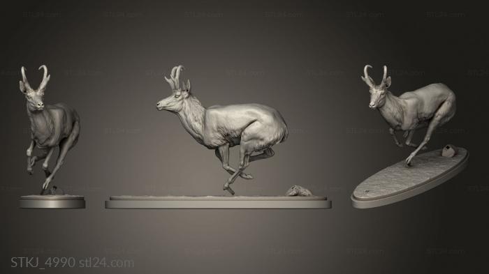 Animal figurines (pronghorn chase, STKJ_4990) 3D models for cnc