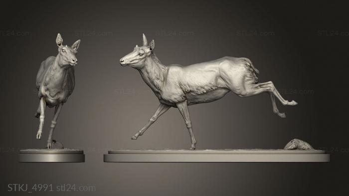 Animal figurines (pronghorn chase, STKJ_4991) 3D models for cnc