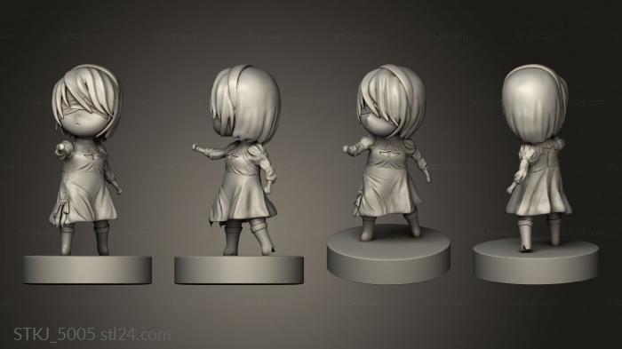 Animal figurines (Raiden Ref and Yo Ha aka Yorha Chibi, STKJ_5005) 3D models for cnc