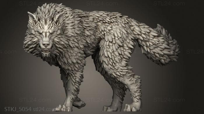 Animal figurines (Redleaf Elves Huntress Wolf Alone, STKJ_5054) 3D models for cnc