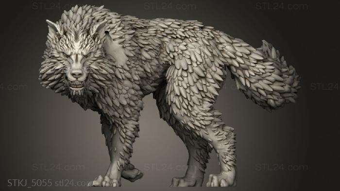 Animal figurines (Redleaf Elves Huntress Wolf with hole, STKJ_5055) 3D models for cnc