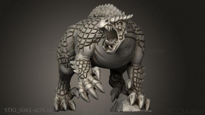 Animal figurines (reptilian behemosaur rider, STKJ_5061) 3D models for cnc