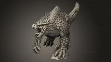 Animal figurines (reptilian behemosaur rider, STKJ_5061) 3D models for cnc