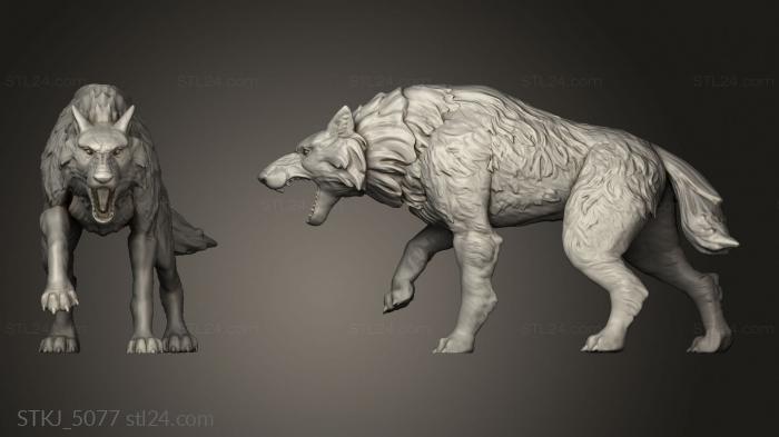 Animal figurines (Rise the Moon Witch Dire Wolf, STKJ_5077) 3D models for cnc