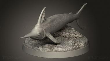 Animal figurines (God Aquatic Creatures Swordfish, STKJ_5078) 3D models for cnc