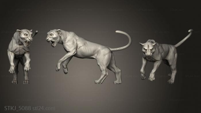Animal figurines (RPG Titans Adventure Drow Fighter Panther, STKJ_5088) 3D models for cnc