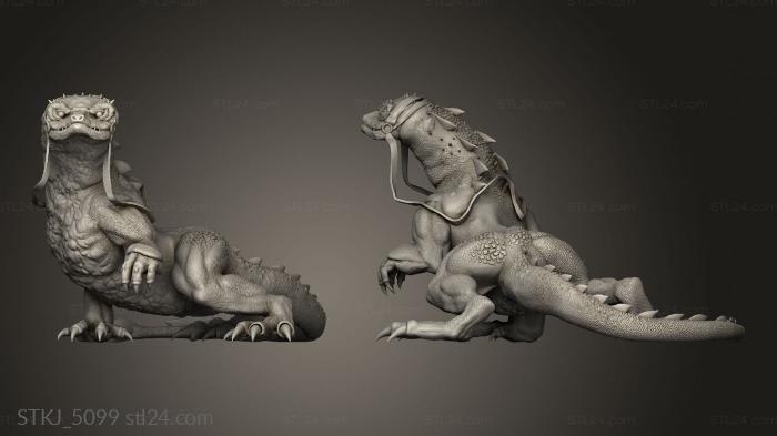 Animal figurines (Lizard Serpentfolk Rider, STKJ_5099) 3D models for cnc