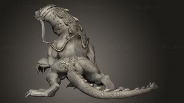 Animal figurines (Serpent Folk Lizard Rider, STKJ_5100) 3D models for cnc