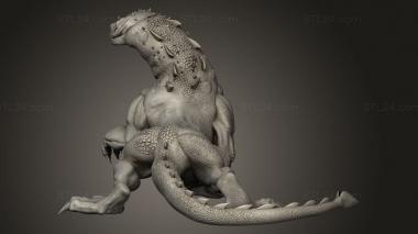 Animal figurines (Serpent Folk Lizard Rider, STKJ_5101) 3D models for cnc