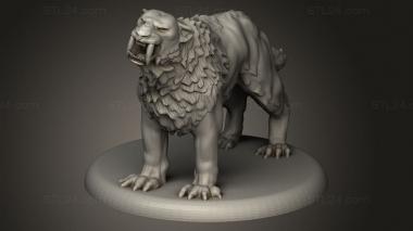 Animal figurines (Saber Tooth Tiger, STKJ_5109) 3D models for cnc