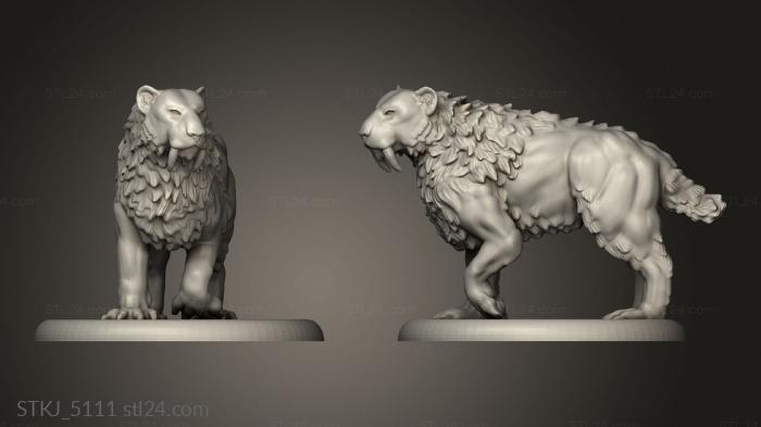 Animal figurines (Saber Tooth Tiger, STKJ_5111) 3D models for cnc