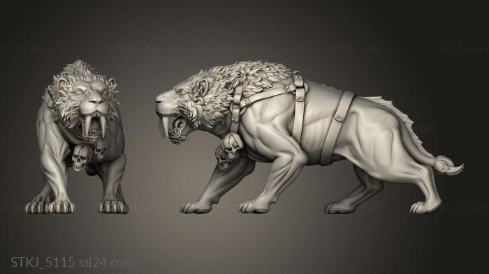 Animal figurines (SABERTOOTH, STKJ_5115) 3D models for cnc