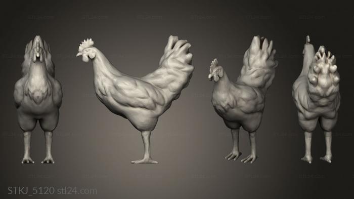 Animal figurines (Samurai Fyard Chicken, STKJ_5120) 3D models for cnc