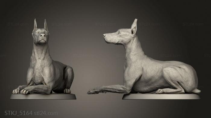 Animal figurines (Sisters the Dawn cross Doberman lay, STKJ_5164) 3D models for cnc
