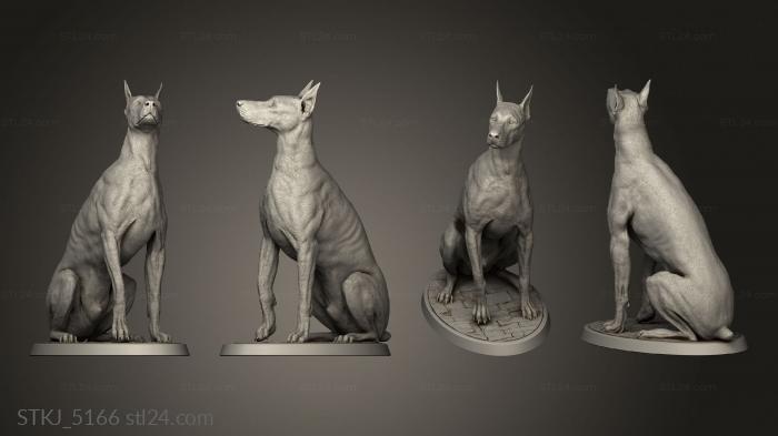 Animal figurines (Sisters the Dawn cross Doberman sit, STKJ_5166) 3D models for cnc