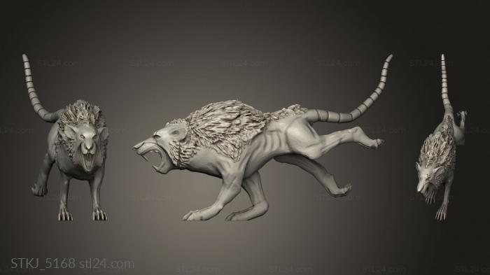 Animal figurines (Skavens Rat Wolf, STKJ_5168) 3D models for cnc