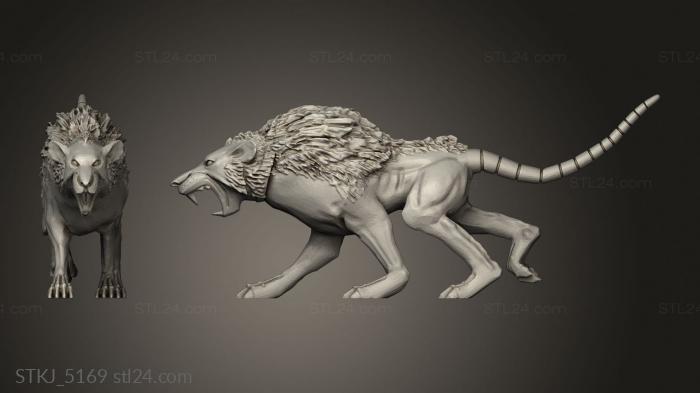 Animal figurines (Skavens Rat Wolf, STKJ_5169) 3D models for cnc