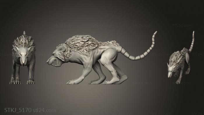 Animal figurines (Skavens Rat Wolf, STKJ_5170) 3D models for cnc