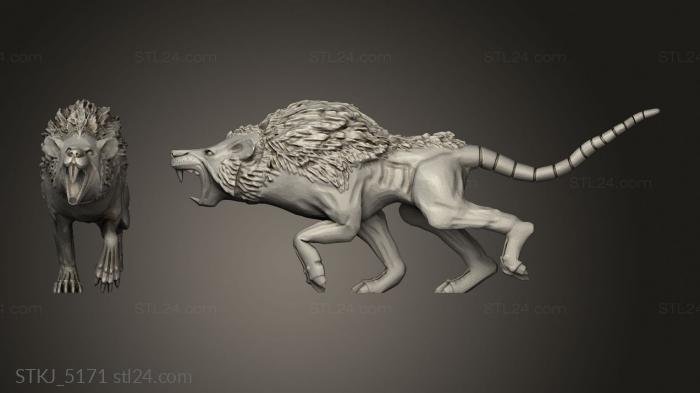 Animal figurines (Skavens Rat Wolf, STKJ_5171) 3D models for cnc