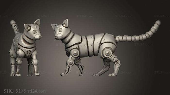 Animal figurines (mechanimal cat stand, STKJ_5175) 3D models for cnc