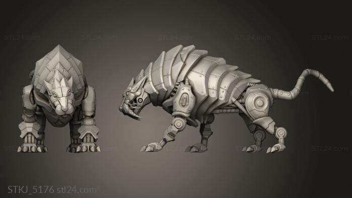 Animal figurines (mechanimal sabertooth stand, STKJ_5176) 3D models for cnc