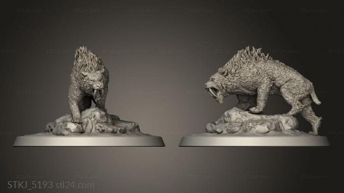 Animal figurines (Snowy Mountain Summit Sabertooth, STKJ_5193) 3D models for cnc