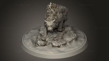 Animal figurines (Snowy Mountain Summit Sabertooth, STKJ_5193) 3D models for cnc