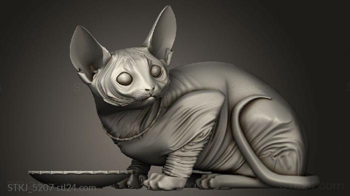 Animal figurines (Sphynx Cat, STKJ_5207) 3D models for cnc