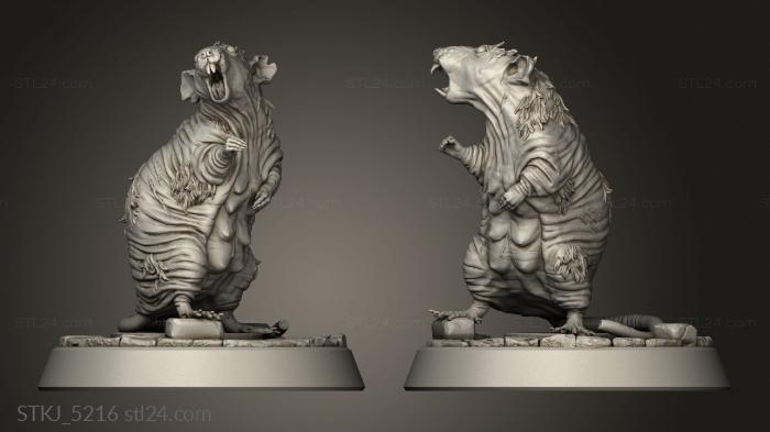 Animal figurines (Stinky Ancient Ruins Balding Giant Rat, STKJ_5216) 3D models for cnc