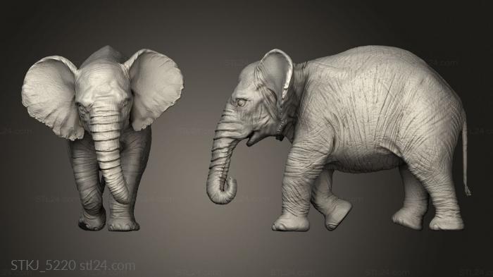 Animal figurines (Baby Elephant, STKJ_5220) 3D models for cnc