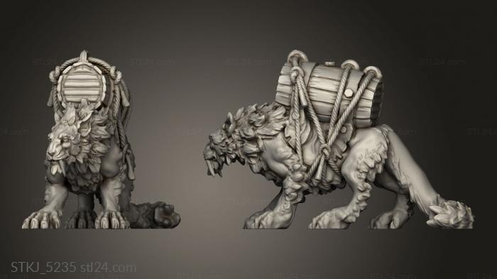 Animal figurines (Tabaxi Caravan Trade Cat Barrel, STKJ_5235) 3D models for cnc