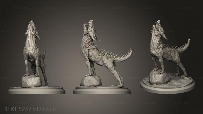 Animal figurines (Tanis dino dog howling, STKJ_5247) 3D models for cnc