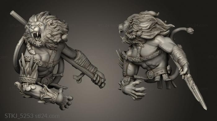 Animal figurines (The Crimson San Arena Catfolk Gladiator, STKJ_5253) 3D models for cnc