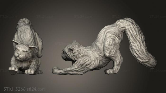 Animal figurines (Cats cat stretching, STKJ_5266) 3D models for cnc