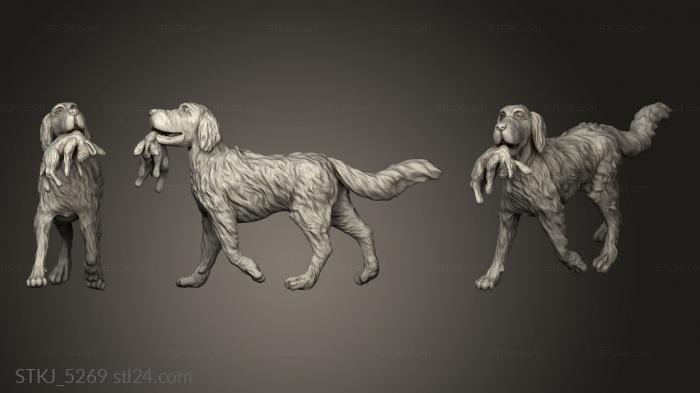 Animal figurines (Dog with hare, STKJ_5269) 3D models for cnc