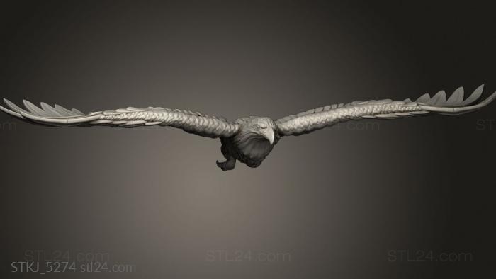 Animal figurines (Giant Eagles eagle flying with mount hole, STKJ_5274) 3D models for cnc