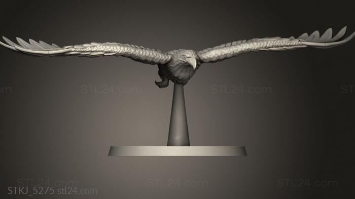Animal figurines (Giant Eagles eagle flying with mount hole, STKJ_5275) 3D models for cnc