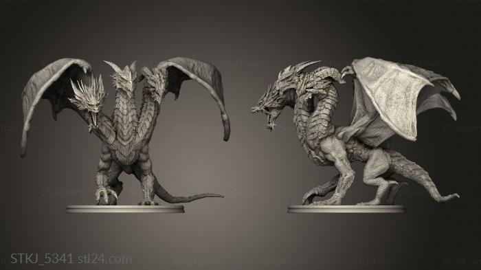 Animal figurines (Three red Dragon, STKJ_5341) 3D models for cnc