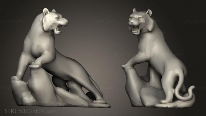 Animal figurines (Tiger Statue, STKJ_5363) 3D models for cnc