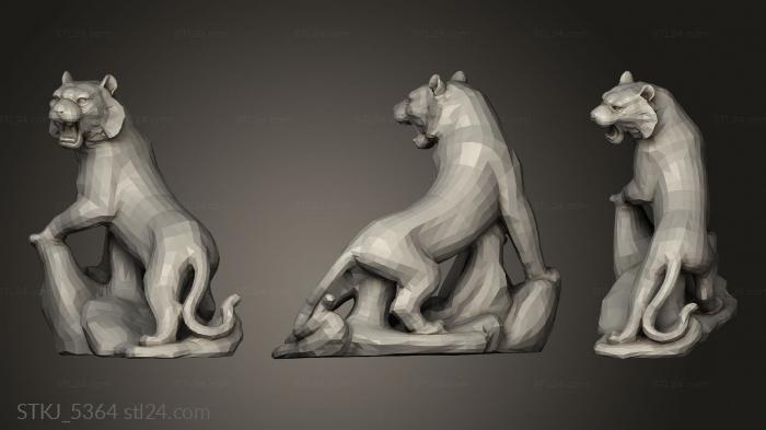 Animal figurines (Tiger Statue, STKJ_5364) 3D models for cnc